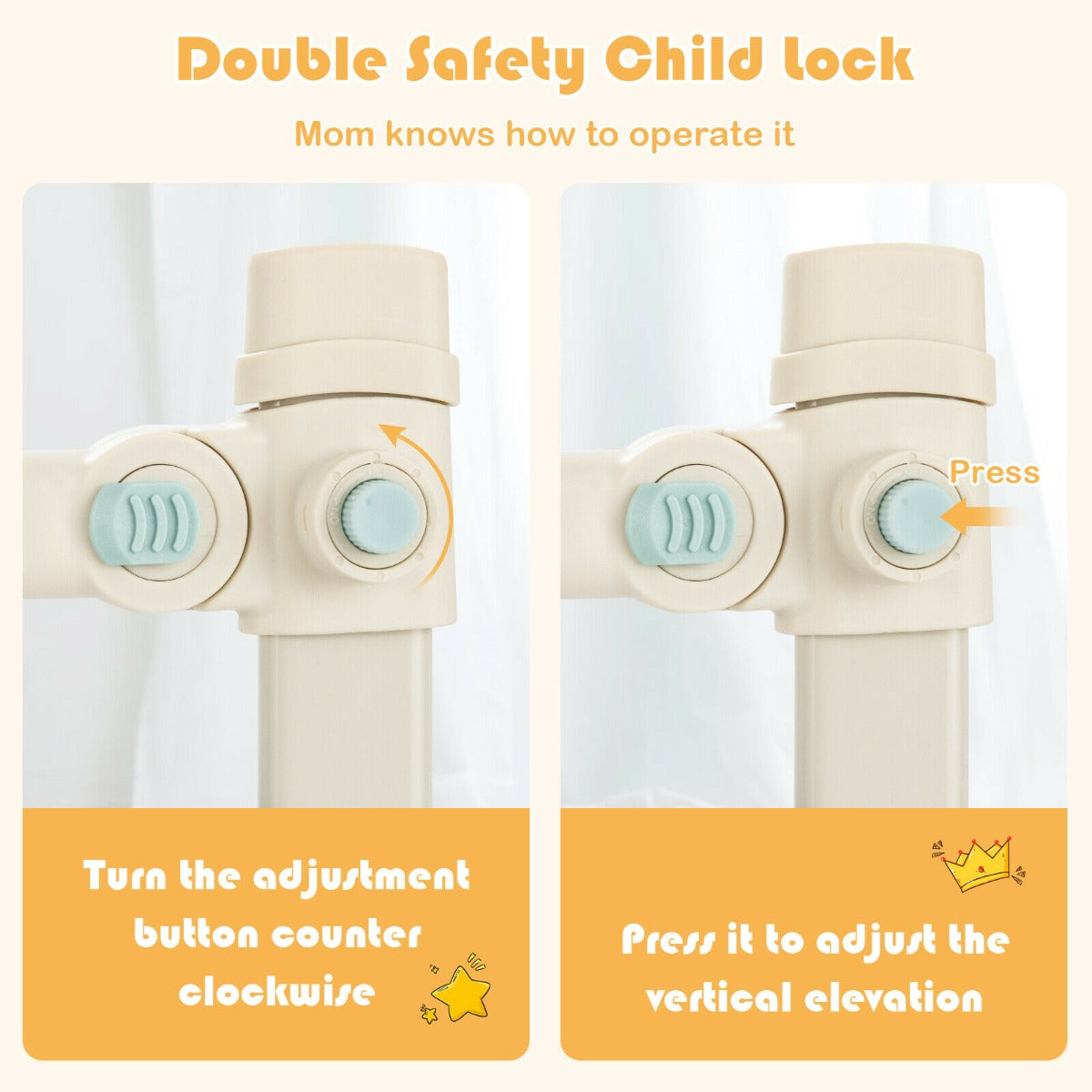 142/175CM Toddler Infant Security Guardrail with Double Lock-Size 2