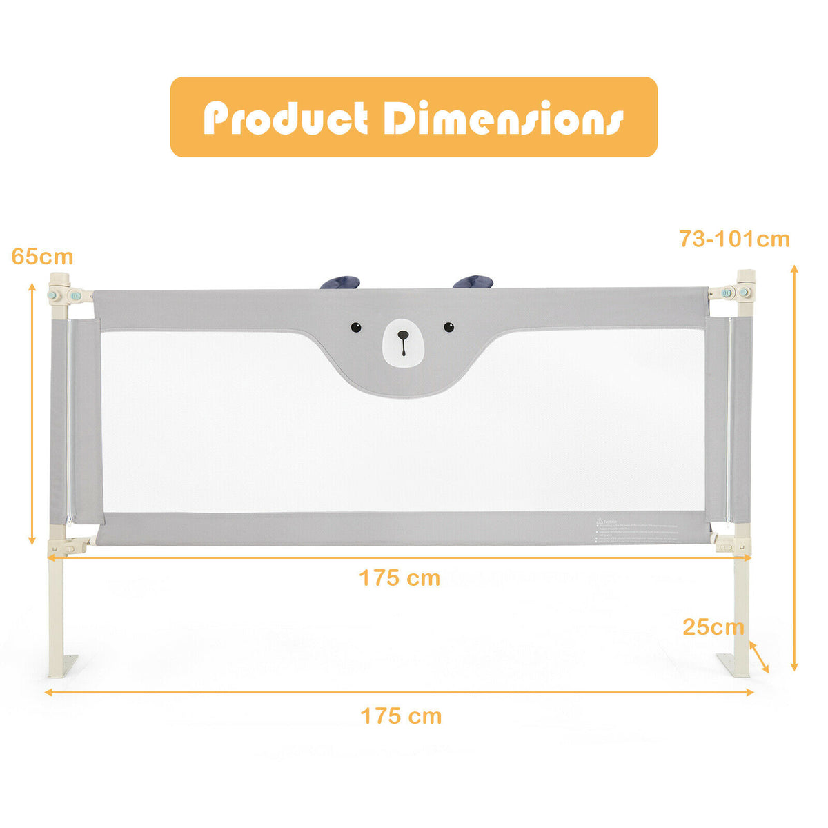 142/175CM Toddler Infant Security Guardrail with Double Lock-Size 2
