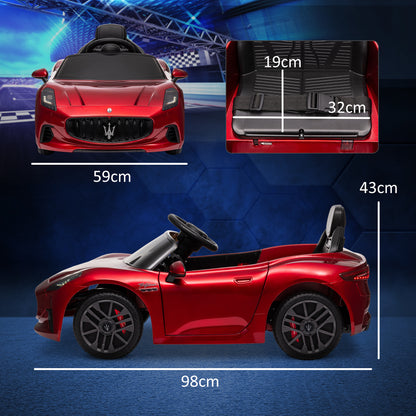 سيارة كهربائية للأطفال من AIYAPLAY Maserati Gran Turismo Folgore Lincesed بقوة 12 فولت مع جهاز تحكم عن بعد وبدء تشغيل ناعم، باللون الأحمر النبيذي