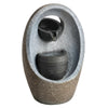 Outsunny Water Feature with 2-Tier Bowls, Garden Water Fountain with Pump and LED Lights, Resin Cascading Waterfall