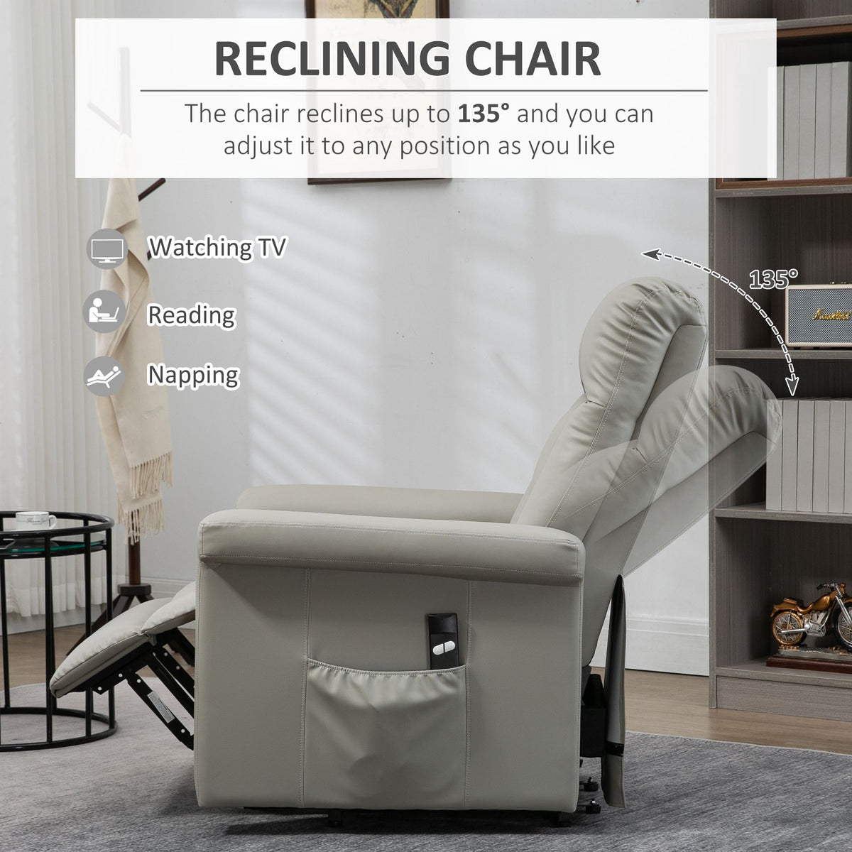 HOMCOM Power Lift Chair Armchair in Grey