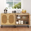 Buffet Cabinet Rattan Storage Cabinet Boho Sideboard-Natural