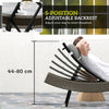 Outsunny Rattan Sun Lounger, Garden Recliner with 5 Position Adjustable Back, S Shaped Texteline Seat, Headrest, Light Grey