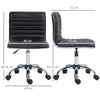 HOMCOM Armless Task Desk Chair, Swivel Office Chair with Faux Leather, Adjustable Seat Height, Chrome Base, Wheels for Home, Black