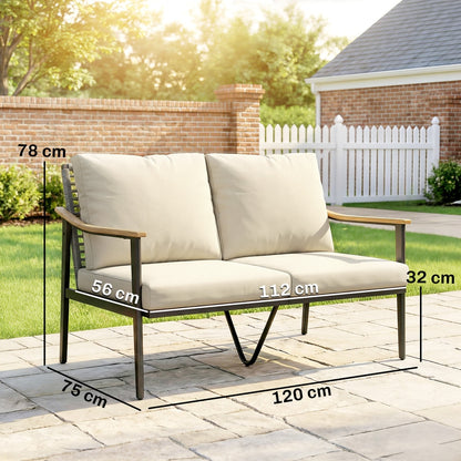 Outsunny 2 Seater Rattan Sofa in Khaki
