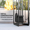 Outsunny 5 Pieces Fireplace Companion Set, Metal Fireplace Accessories Fireside Companion Set with Brush, Shovel, Poker, A Pair of Tongs, Stand, Black