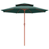 Outsunny 2.7 m Garden Parasol with Double Top Outdoor Market Table Umbrella with Crank System, Green