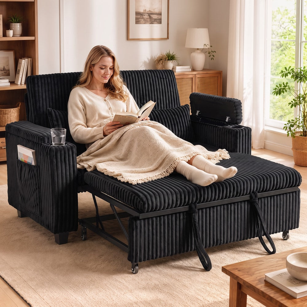 HOMCOM 2 Seater Sofa Bed in Black