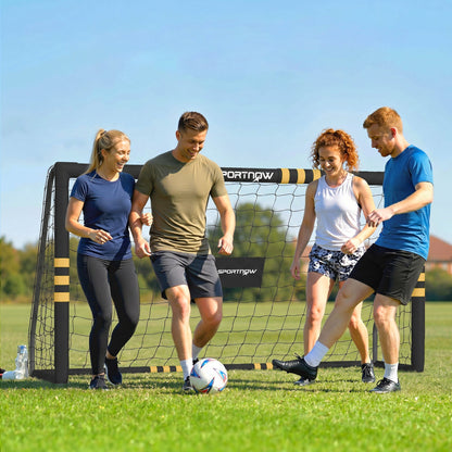 SPORTNOW Football Goal, 6 x 4ft Portable Football Net with EPE Foam Padding, PVC Tube Covers Ground Stakes and Metal Frame