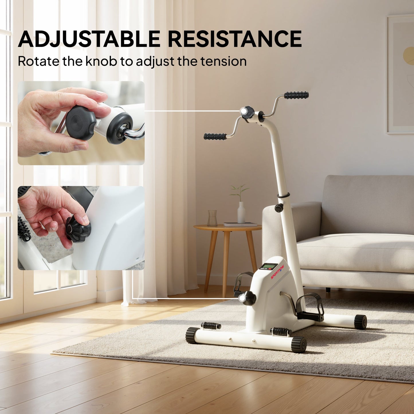 SPORTNOW Seated Pedal Exerciser with Dual Massage and Adjustable Height