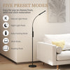HOMCOM LED Floor Lamp, Standing Lamp with Remote & Touch Control, Stepless Dimmable Colours Temperature & Brightness, 360Â° Adjustable Gooseneck, 1 Hour Timer, Memory Function for Living Room, Black