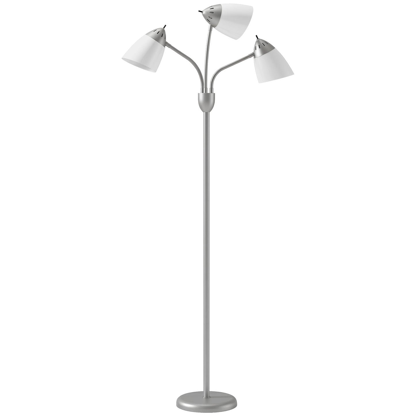 HOMCOM Arc Tree Floor Lamp with 3 Adjustable Rotating Lights and 3000K/4500K/6500K Colour Temperatures, Silver Tone