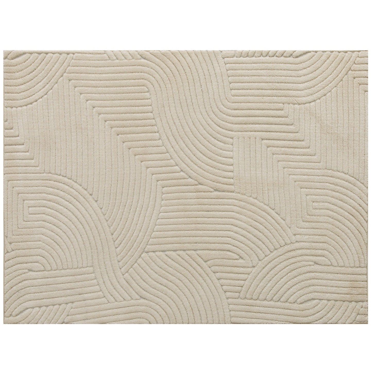 HOMCOM Modern Geometric Rug, Thick & Plush, Non-Slip, 200 x 140 cm - Cream, Living Room/Bedroom/Office