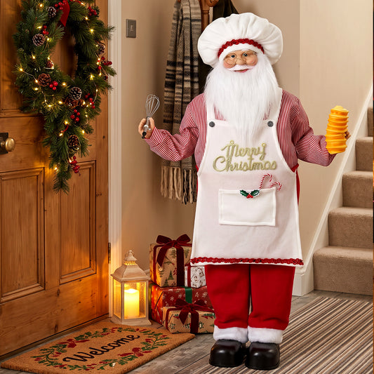 HOMCOM 4ft Singing Cooking Santa Claus in Red