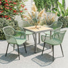 Outsunny Garden Chairs Set of 4, Garden Dining Chairs with Cut Out Diamond Back and Armrests for Patio, Balcony, Terrace, Green