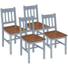 HOMCOM Dining Chairs Set of 4, Kitchen Chair with Slat Back, Pine Wood Structure for Living Room and Dining Room, Grey