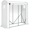 Outsunny Mini Greenhouse, Garden Tomato Growhouse with Roll-Up Door and 2 Mesh Windows, PE Cover, 200 x 75 x 188 cm, White