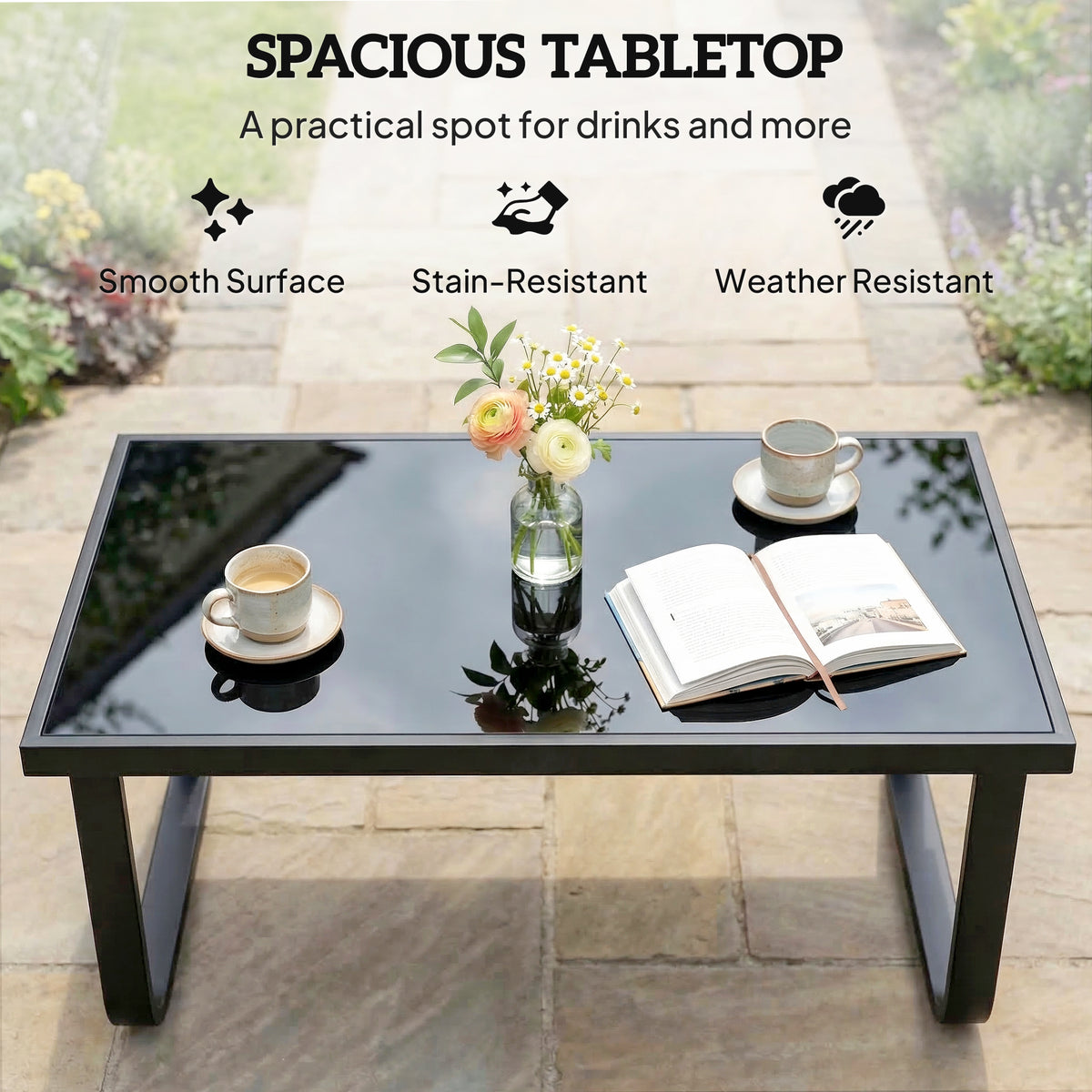 Outsunny Outdoor Garden Coffee Table in Black
