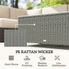 Outsunny Rattan Garden Coffee Table with Glass Top, Light Grey