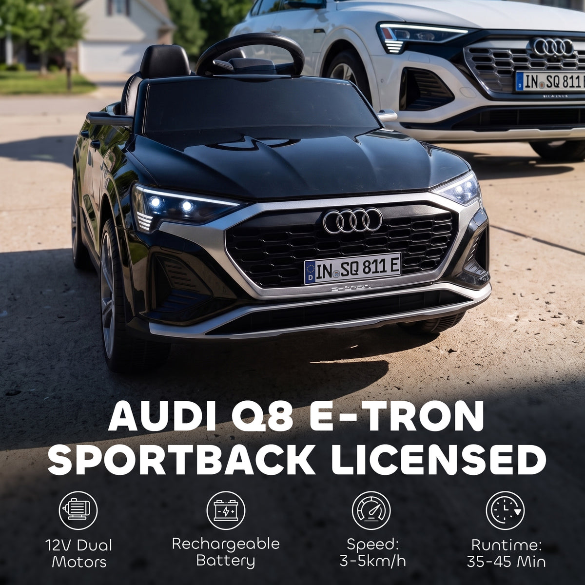 AIYAPLAY Sportback Licensed Ride on Car in Black
