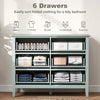 HOMCOM Fluted Dresser, 6 Drawer Chest of Drawers for Bedroom, Living Room, Hallway, Closet, Green