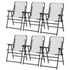 Outsunny Set of 6 Patio Folding Chair Set, Garden Portable Outdoor Chairs with Armrest and Breathable Mesh Fabric Seat and Backrest, for Camping, Beach, Deck, Lawn, Cream White