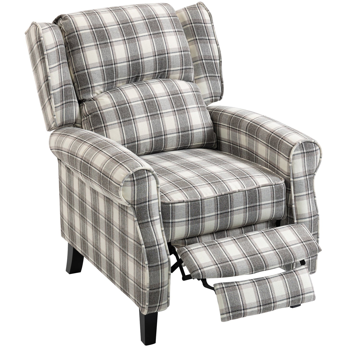 HOMCOM 160 degrees Reclining Armchair, with Footrest - Grey and White