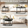 HOMCOM Set of Two Wood-Effect Stacking Tables - Black Wood Grain