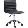 HOMCOM Armless Task Desk Chair, Swivel Office Chair with Faux Leather, Adjustable Seat Height, Chrome Base, Wheels for Home, Black