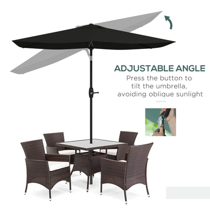 Outsunny Garden Parasol Umbrella with Aluminium Pole in Black
