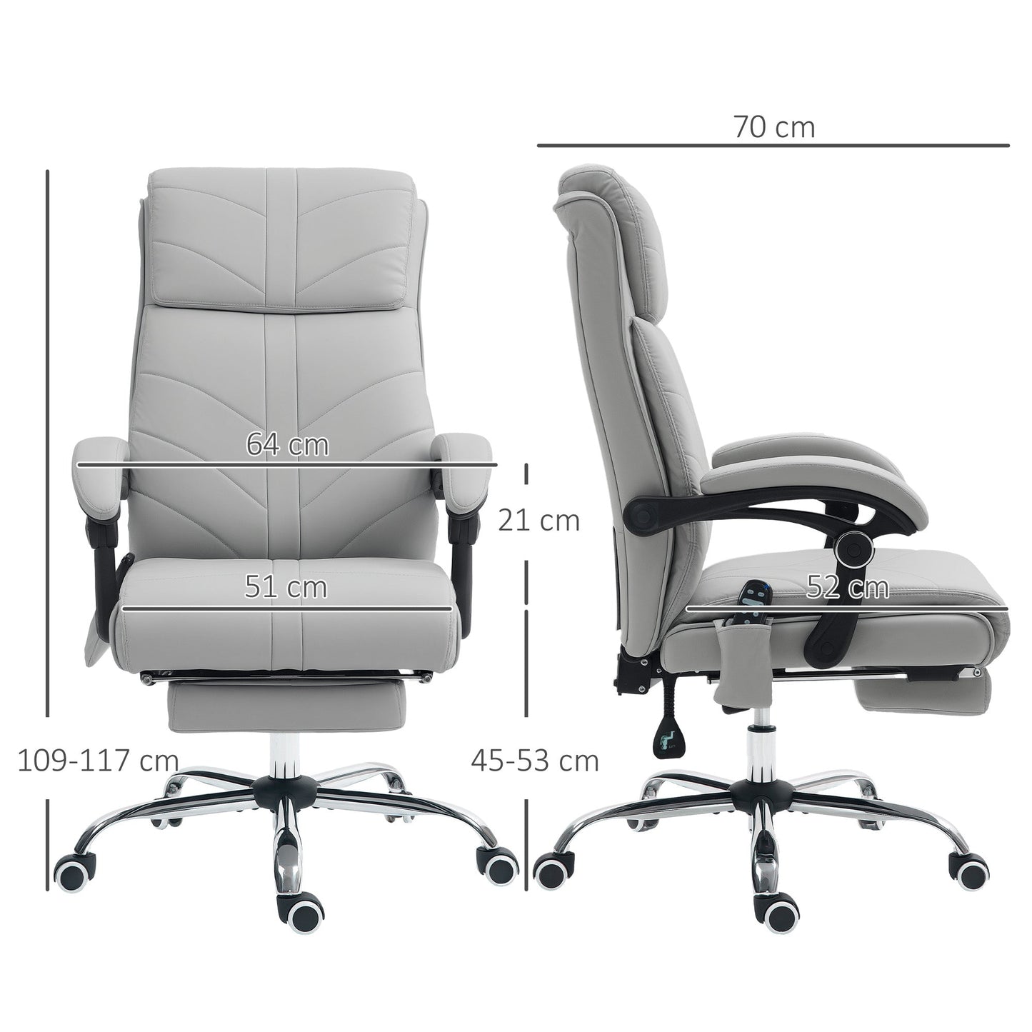 كرسي مكتب مساج من الجلد الصناعي من فينستو - رمادي فاتح