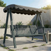 Outsunny 3 Seater Garden Swing Seat with Canopy, Wooden Swing Chair, Outdoor Hammock Bench for Balcony Patio Porch, Grey