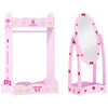 AIYAPLAY Kids Clothes Rail, Kids Dressing Mirror with 360 Rotating, 2 Piece Kids Furniture Set with Storage Shelves, Pink