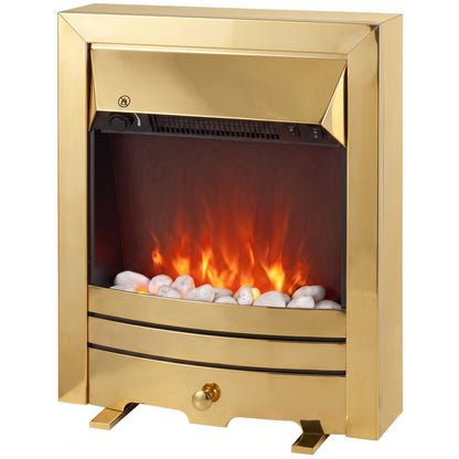 HOMCOM Electric Fireplace Stove Freestanding/Inset in Gold Tone