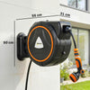 Outsunny 28+2m Retractable Hose Reel Wall Mounted with Auto Retraction, Self-Locking, Slow Return System, 12-Pattern Nozzles