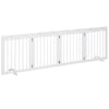 PawHut Freestanding Pet Gate 4 Panel Wooden Dog Barrier Folding Safety Fence with Support Feet up to 204cm Long 61cm Tall for Doorway Stairs White