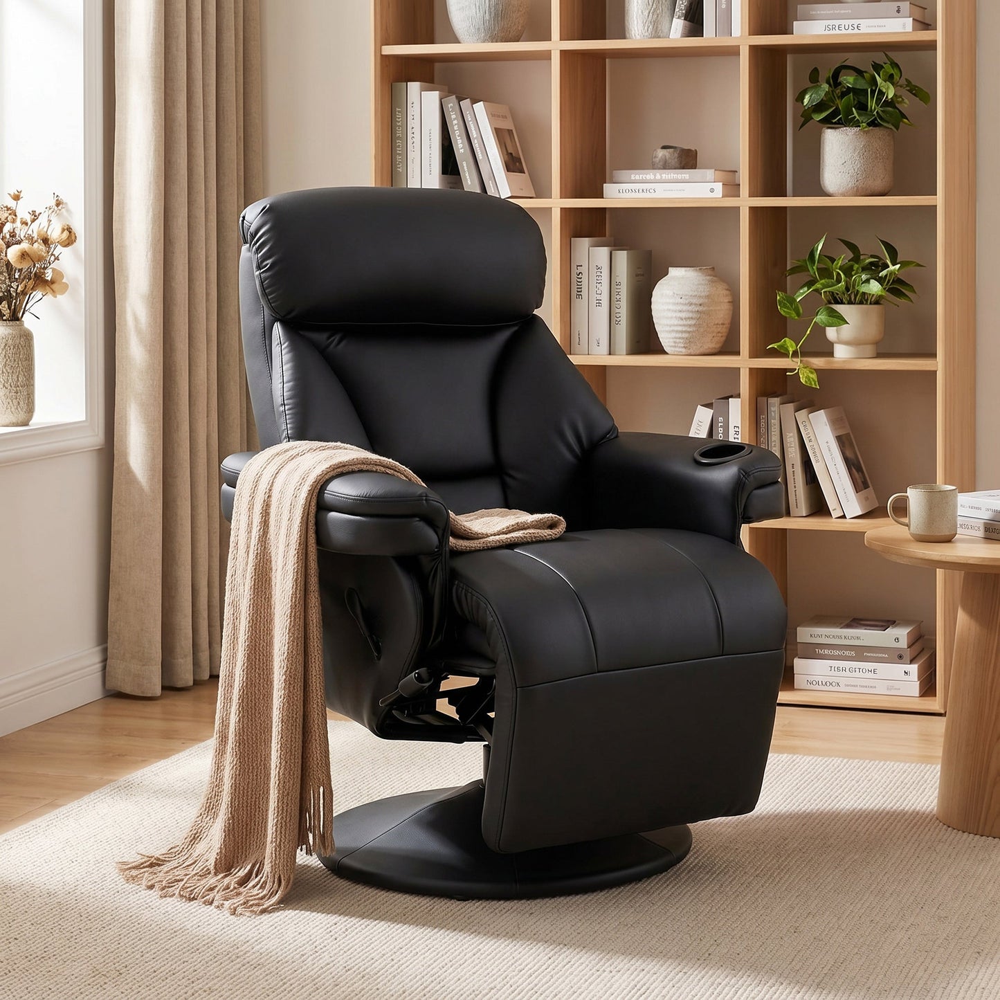 HOMCOM Upholstered Reclining Armchair, Manual Recliner Chair with Footrest and Adjustable Backrest, Black