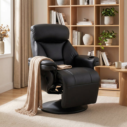 HOMCOM Upholstered Reclining Armchair, Manual Recliner Chair with Footrest and Adjustable Backrest, Black
