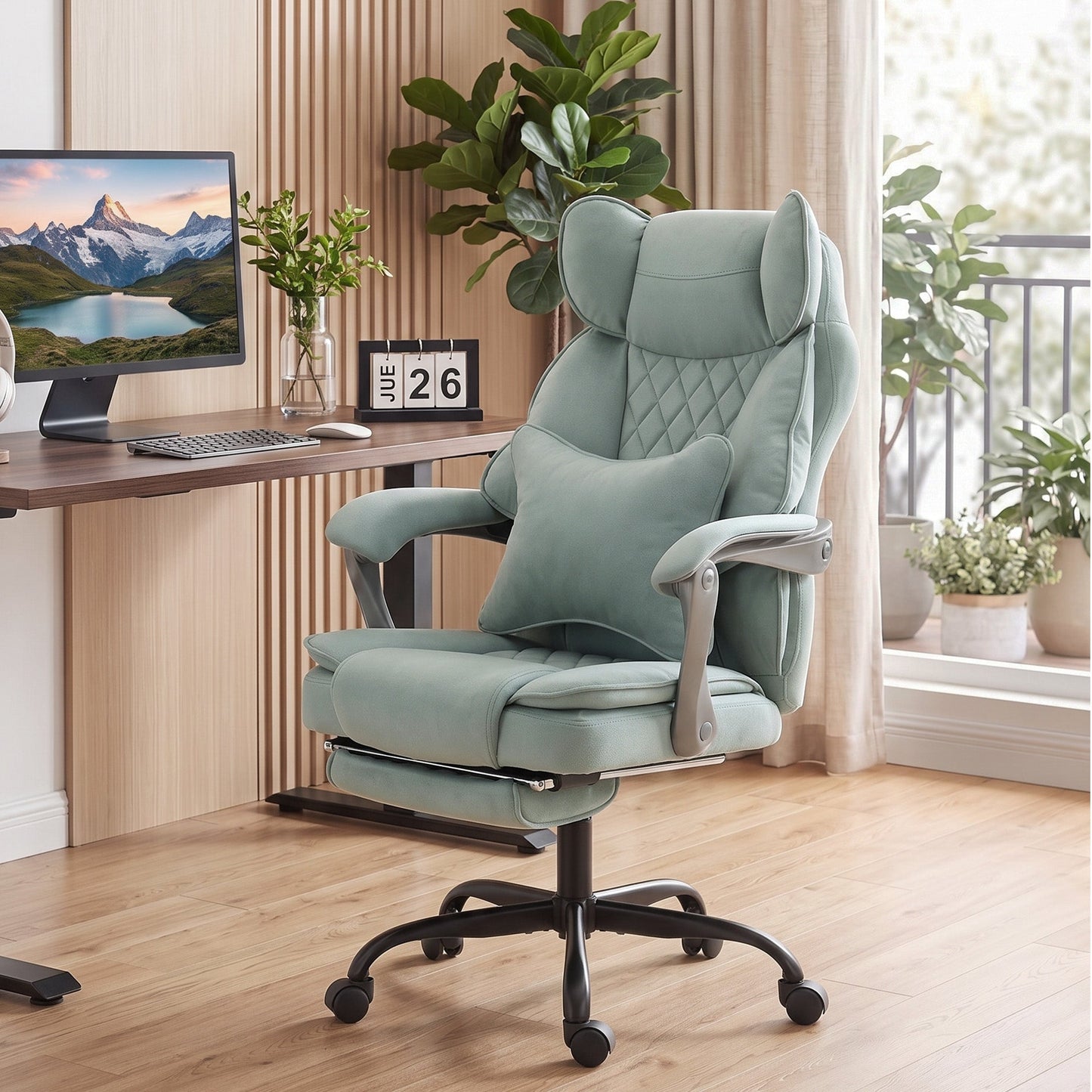 HOMCOM Executive Office Chair, Leathaire Big and Tall Office Chair 180 kg with Wide Seat, Reclining, Lumbar Support, Blue
