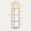 HOMCOM Corner Floor Lamp with Shelves, Tall Standing Lamps for Living Room, with Pull Chain Switch Bulb not Included, Grey