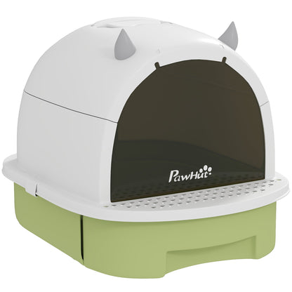 PawHut Enclosed Cat Litter Box w/ Pull-Out Drawer, Scoop, Deodorising Bags for Odour Control, Privacy, Portable, Easy to Clean