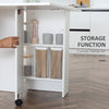 HOMCOM Folding Dining Table, Drop Leaf Table with 2-Tier Shelves, Rolling Casters, for Small Spaces, Kitchen, White