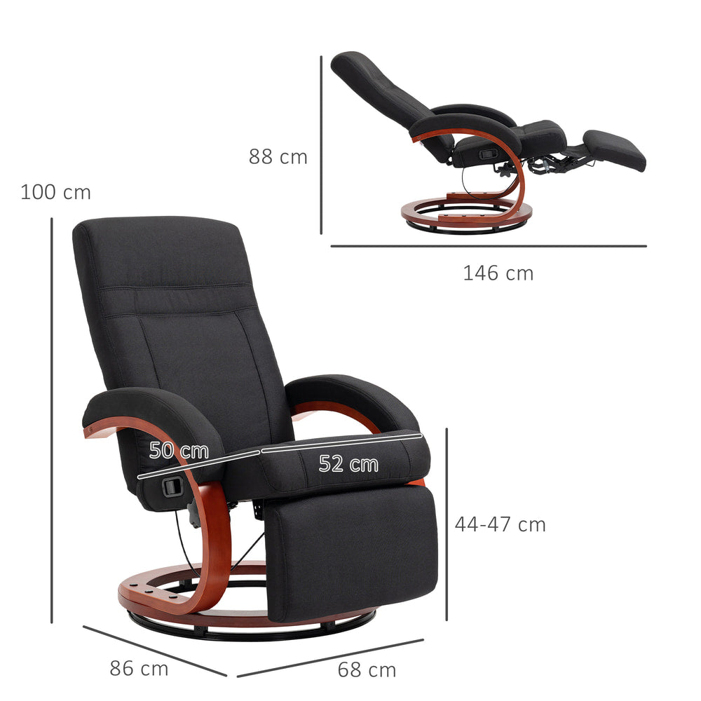 HOMCOM 135° Manual Reclining Swivel Chair in Black