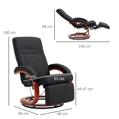 HOMCOM 135° Manual Reclining Swivel Chair in Black