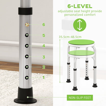 HOMCOM 360 Swivel Shower Chair, Height Adjustable Aluminium Shower Stool with Non-Slip Feet for Disabled, Elderly, Green