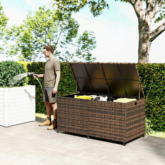 Outsunny 650L Garden Storage Box with 2 Wheels in Mixed-brown