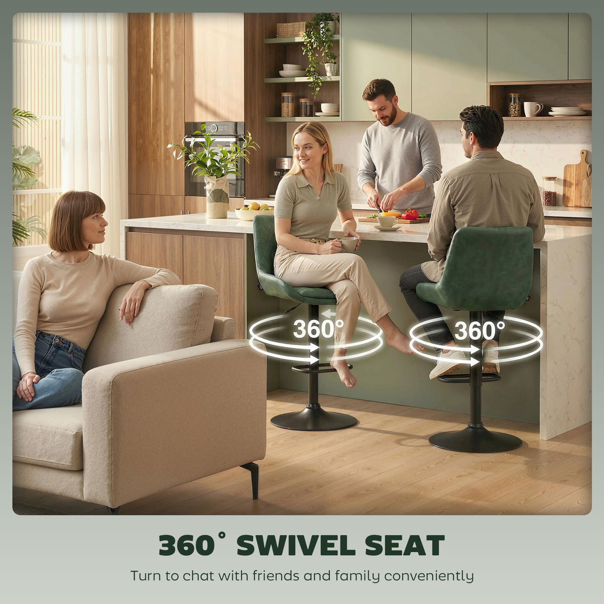 HOMCOM Retro Bar Stools Set of 2 in Green