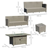 Outsunny 8-Seater Outdoor PE Rattan Sofa Set Conversation Set w/ Fire Pit Table, L-Shape Sofa, Footstool and Furniture Cover
