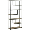 HOMCOM 6 Tier Bookcase, Industrial Tall Shelf Unit with Steel Frame for Home Office, Study, Living Room, Hallway, 82 x 33.5 x 175 cm, Rustic Brown and Black