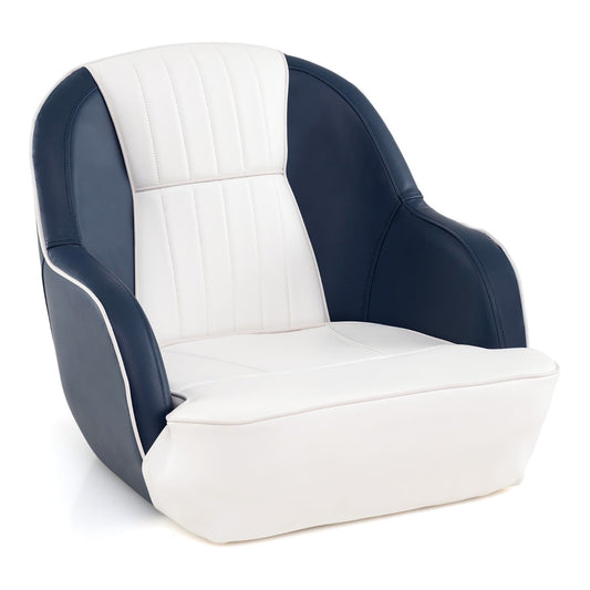 Captain Bucket Seat with Thick Sponge Padding in blue and white with a curved backrest